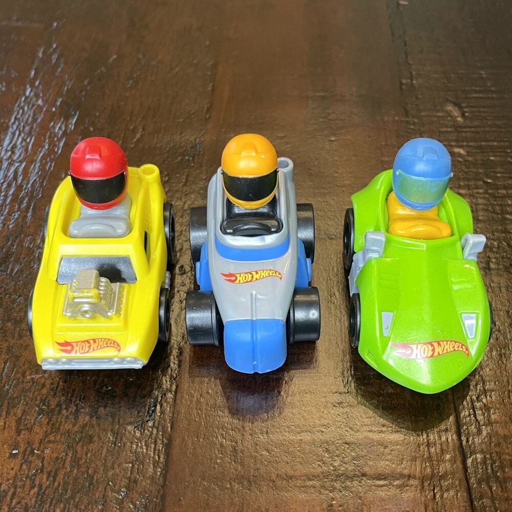 Fisher Price Little People Wheelies Hot Wheels Race Cars Lot of 3